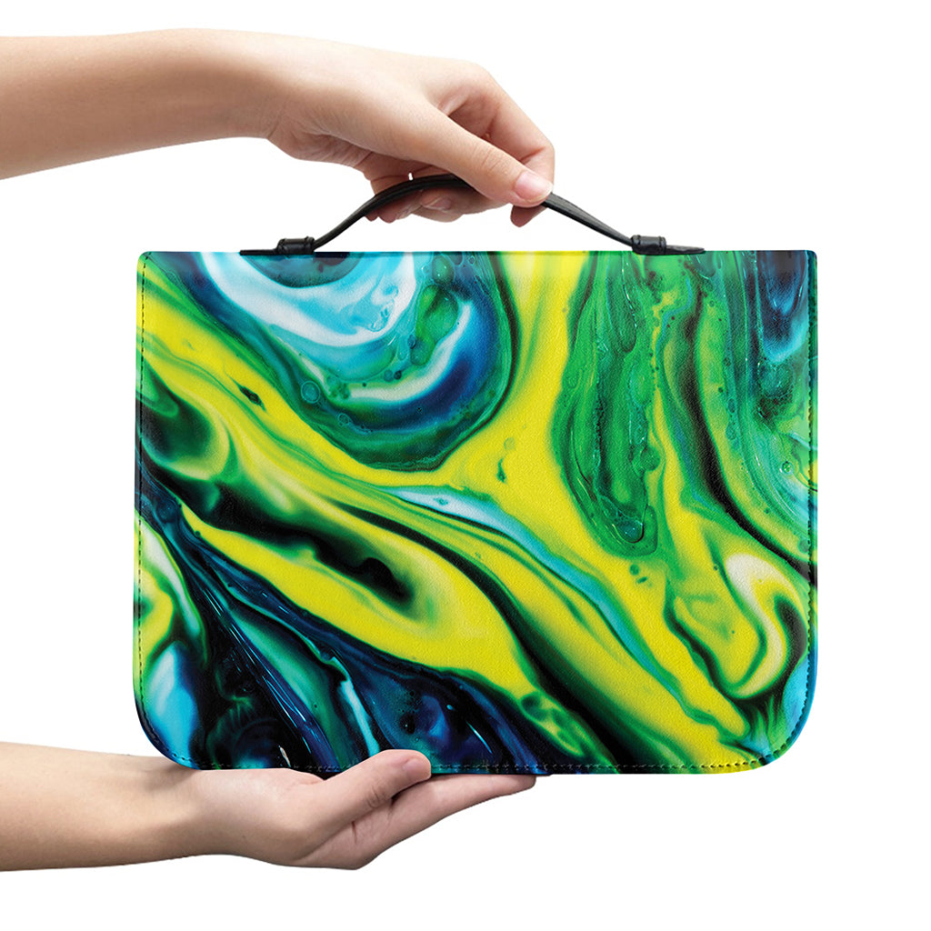 Blue And Green Acid Melt Print Leather Bible Cover