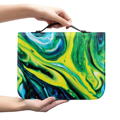 Blue And Green Acid Melt Print Leather Bible Cover