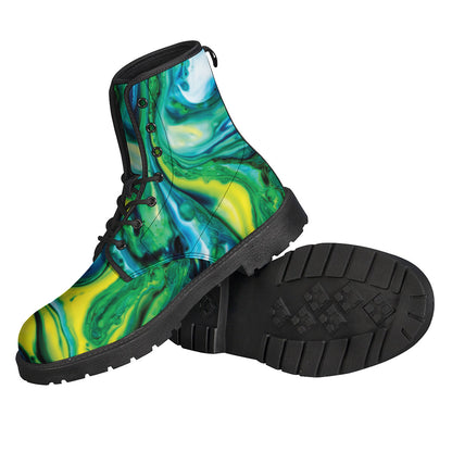 Blue And Green Acid Melt Print Backpack