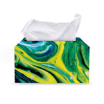 Blue And Green Acid Melt Print Leather Tissue Box Cover