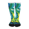 Blue And Green Acid Melt Print Long Socks