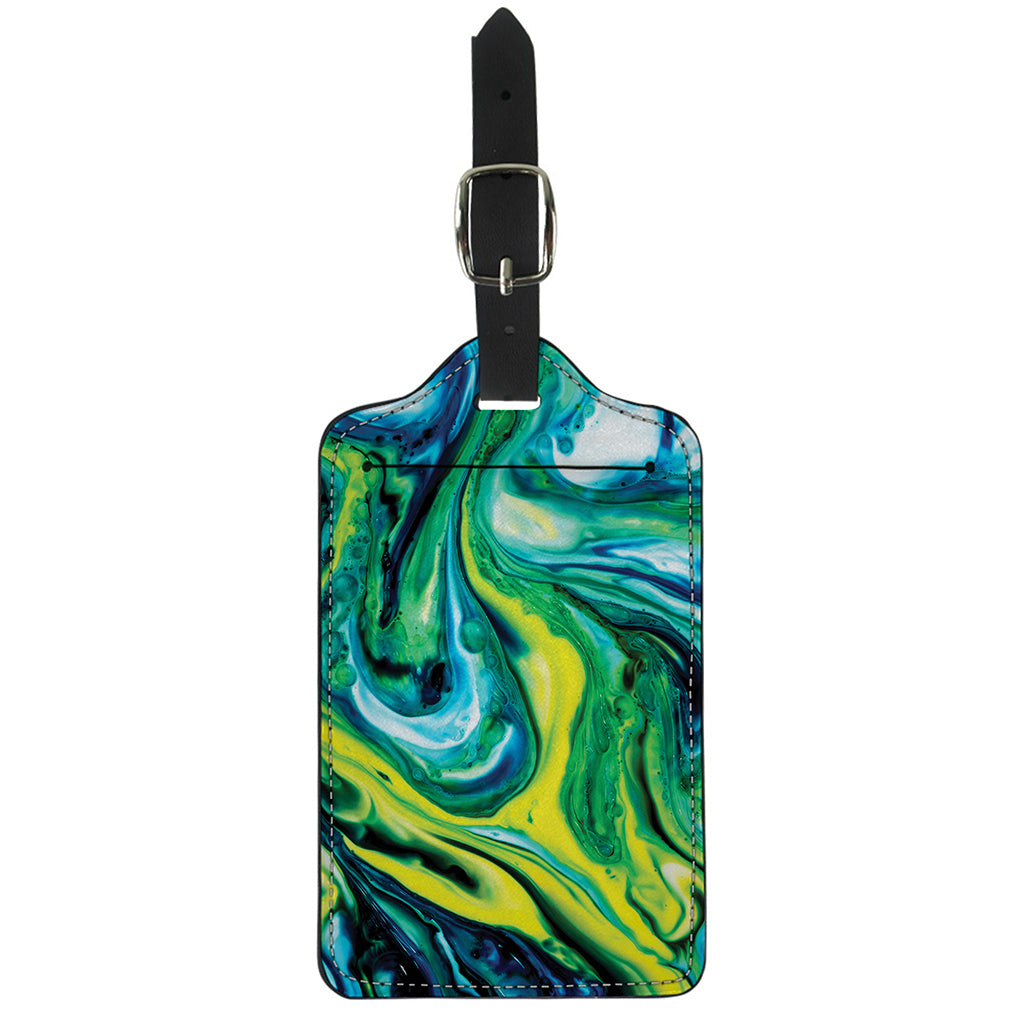 Blue And Green Acid Melt Print Luggage Tag