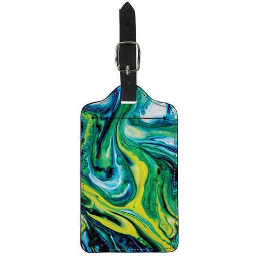 Blue And Green Acid Melt Print Luggage Tag