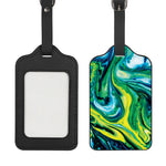 Blue And Green Acid Melt Print Luggage Tag
