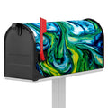 Blue And Green Acid Melt Print Mailbox Cover