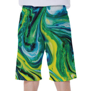 Blue And Green Acid Melt Print Men's Beach Shorts