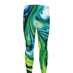 Blue And Green Acid Melt Print Men's leggings