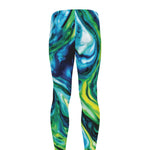 Blue And Green Acid Melt Print Men's leggings