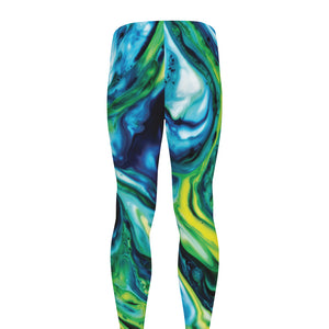 Blue And Green Acid Melt Print Men's leggings