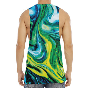 Blue And Green Acid Melt Print Men's Muscle Tank Top