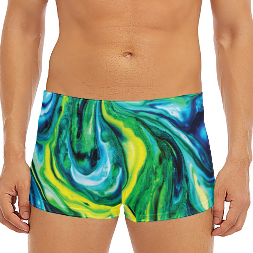 Blue And Green Acid Melt Print Men's Short Boxer Briefs