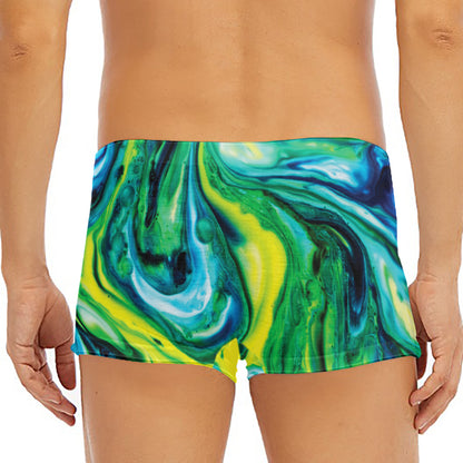 Blue And Green Acid Melt Print Men's Short Boxer Briefs