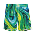 Blue And Green Acid Melt Print Men's Athletic Shorts