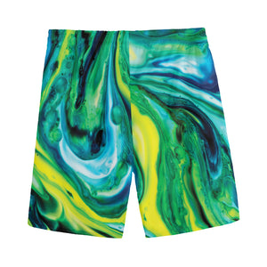 Blue And Green Acid Melt Print Men's Sports Shorts