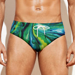 Blue And Green Acid Melt Print Men's Swim Briefs