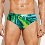 Blue And Green Acid Melt Print Men's Swim Briefs