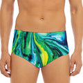 Blue And Green Acid Melt Print Men's Triangle Swim Briefs