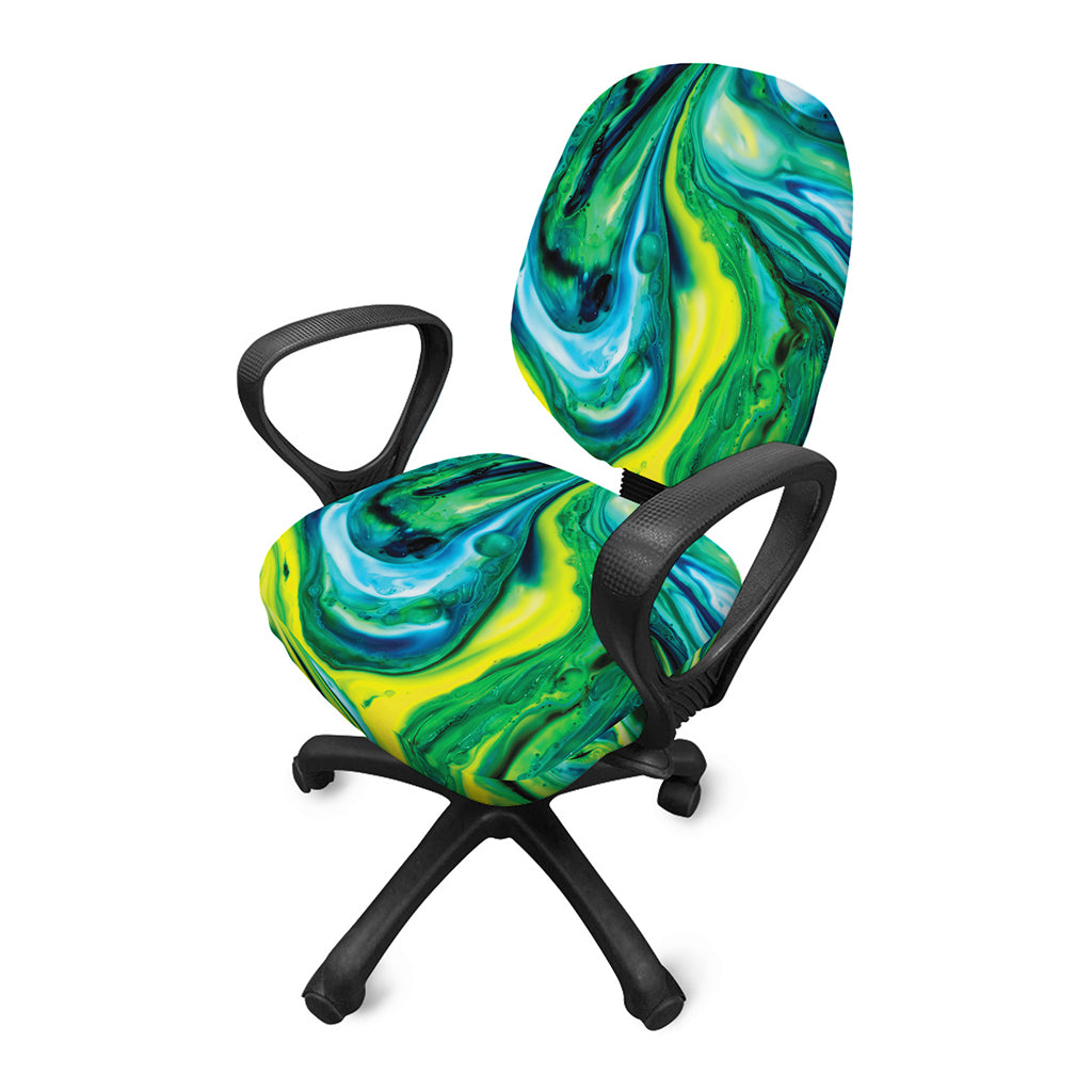 Blue And Green Acid Melt Print Office Chair Cover
