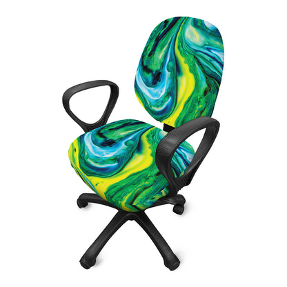 Blue And Green Acid Melt Print Office Chair Cover