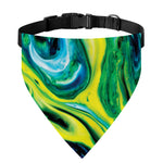 Blue And Green Acid Melt Print Over The Collar Dog Bandana
