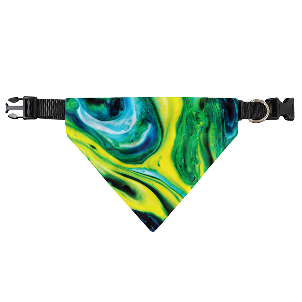 Blue And Green Acid Melt Print Over The Collar Dog Bandana