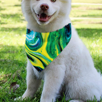 Blue And Green Acid Melt Print Over The Collar Dog Bandana