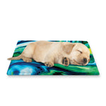 Blue And Green Acid Melt Print Pet Cooling Mat Cover