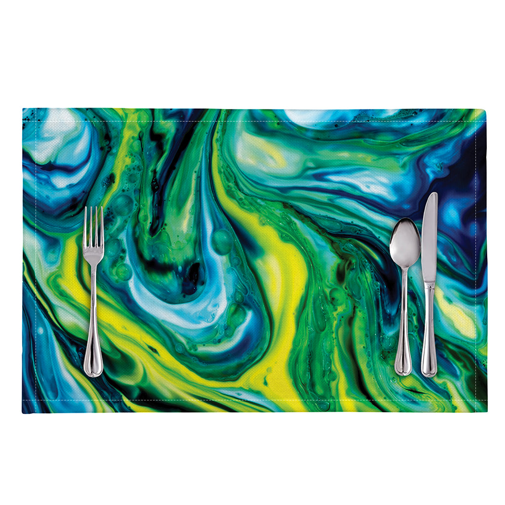 Blue And Green Acid Melt Print Placemat