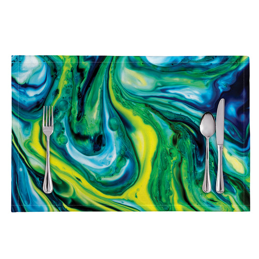 Blue And Green Acid Melt Print Placemat