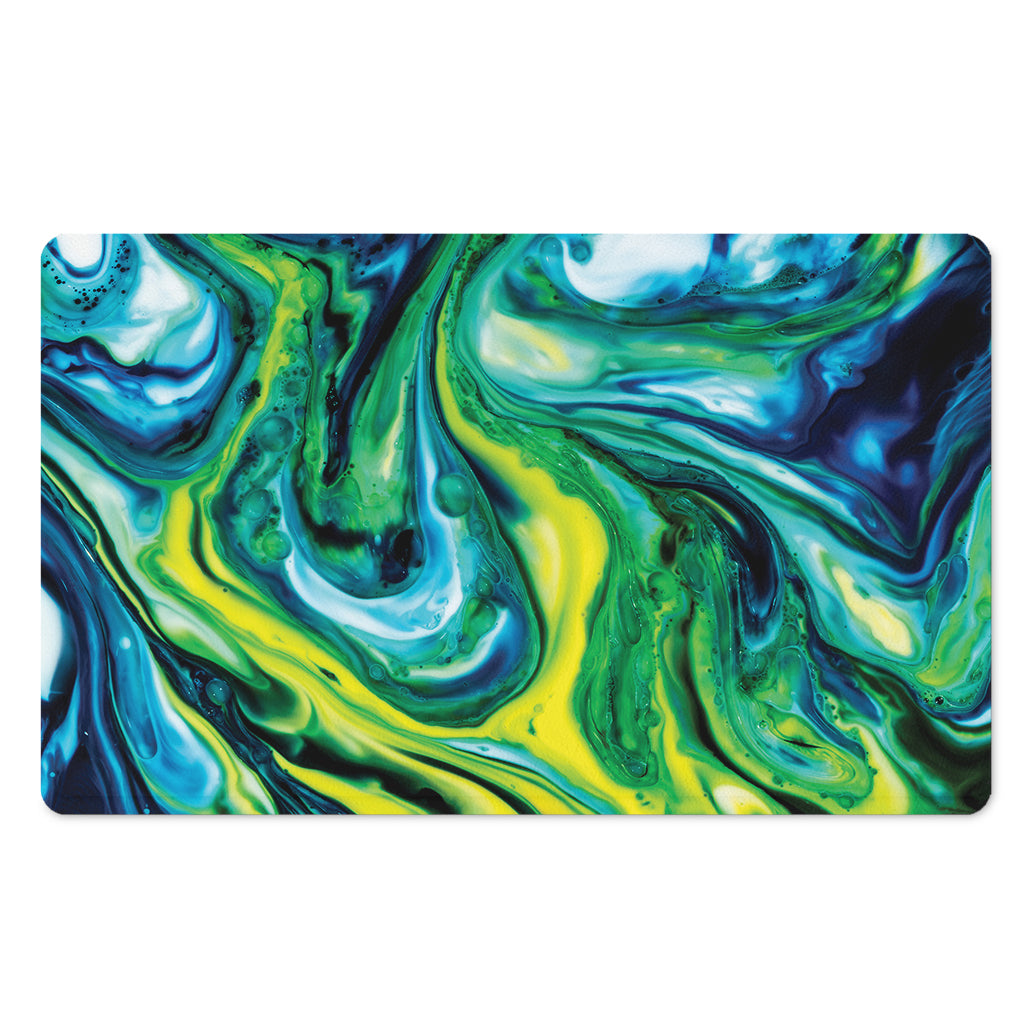 Blue And Green Acid Melt Print Polyester Doormat