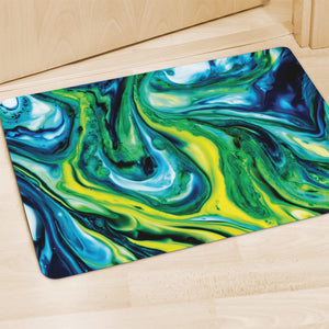 Blue And Green Acid Melt Print Polyester Doormat