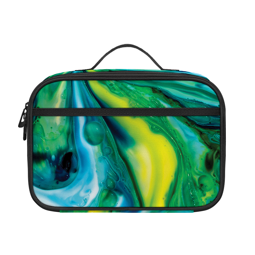 Blue And Green Acid Melt Print Portable Lunch Bag