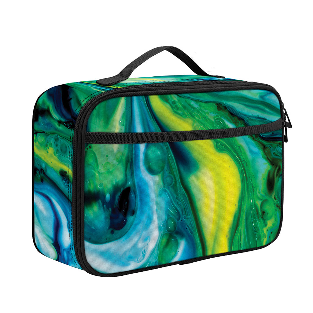 Blue And Green Acid Melt Print Portable Lunch Bag