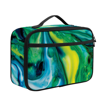 Blue And Green Acid Melt Print Portable Lunch Bag