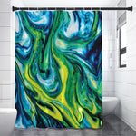 Blue And Green Acid Melt Print Premium Shower Curtain