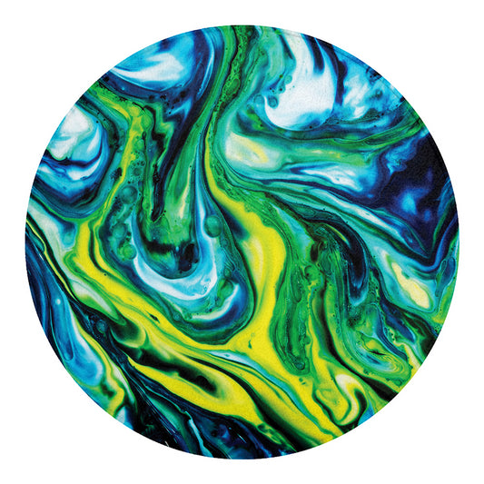 Blue And Green Acid Melt Print Round Blanket