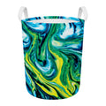 Blue And Green Acid Melt Print Round Laundry Basket