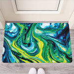 Blue And Green Acid Melt Print Rubber Doormat