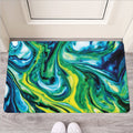 Blue And Green Acid Melt Print Rubber Doormat