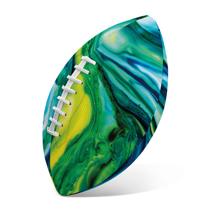 Blue And Green Acid Melt Print Rugby Ball