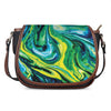 Blue And Green Acid Melt Print Saddle Bag