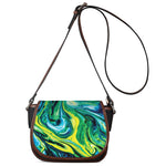 Blue And Green Acid Melt Print Saddle Bag