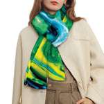 Blue And Green Acid Melt Print Scarf