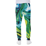 Blue And Green Acid Melt Print Scuba Joggers