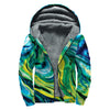 Blue And Green Acid Melt Print Sherpa Lined Zip Up Hoodie
