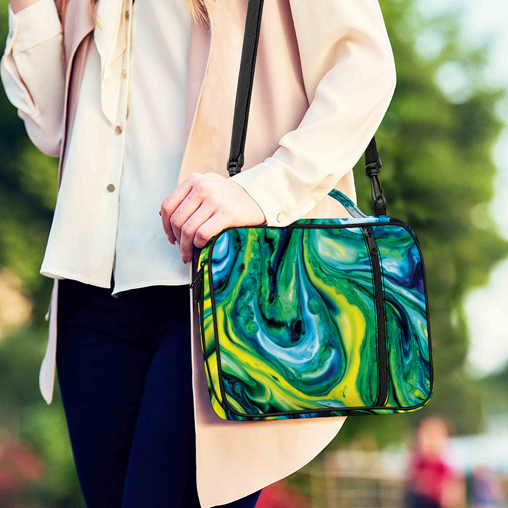 Blue And Green Acid Melt Print Shoulder Strap Bible Bag