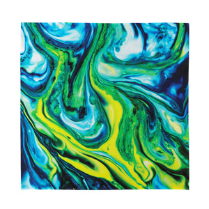 Blue And Green Acid Melt Print Silk Bandana