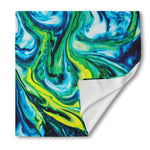 Blue And Green Acid Melt Print Silk Bandana