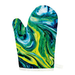 Blue And Green Acid Melt Print Single Oven Mitt