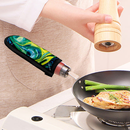 Blue And Green Acid Melt Print Skillet Handle Cover